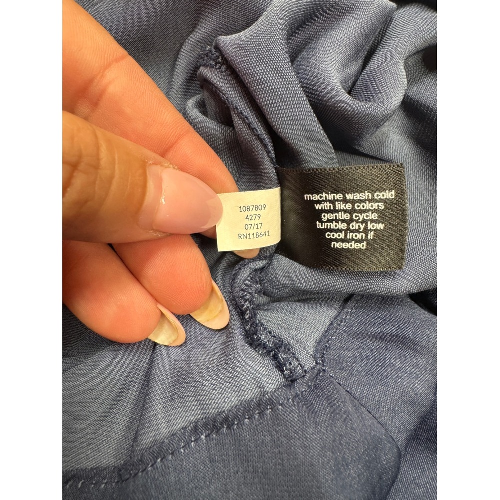 Lane Bryant Size 16 Blue Sleeveless Flowy Pleated Boho Tunic Top Plus V Neck - Picture 8 of 8